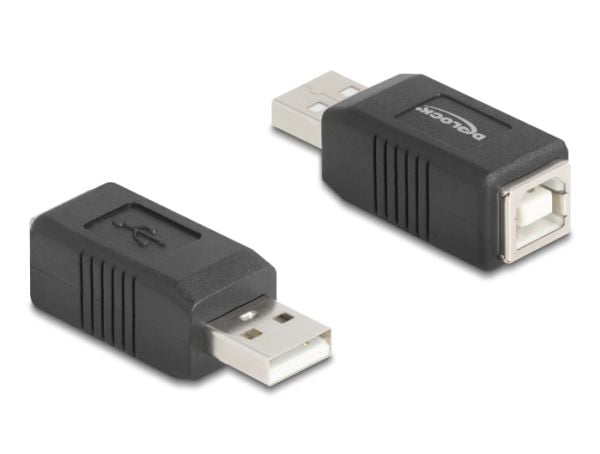Delock USB 2.0 -sovitin USB-tyypin A uros USB-tyypin B naarasliitäntään