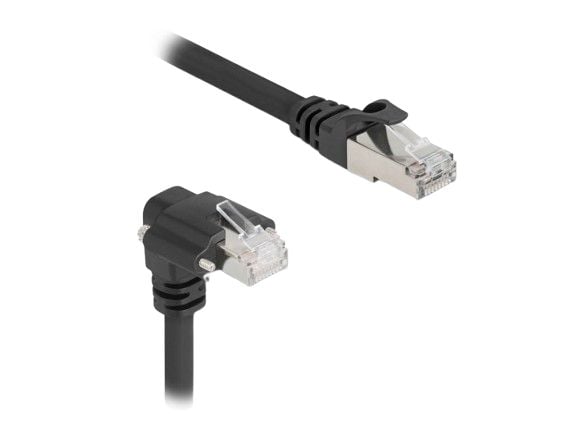 Delock - Nettverkskabel - RJ-45 (hann) rett til RJ-45 (hann) down-angled - 3 m - 7 mm - S/FTP - CAT 6 - uten hindringer, støtte for Gigabit Etherne...