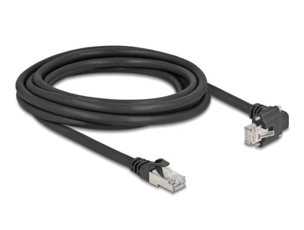 Delock - Nettverkskabel - RJ-45 (hann) rett til RJ-45 (hann) down-angled - 3 m - 7 mm - S/FTP - CAT 6 - uten hindringer, støtte for Gigabit Etherne...