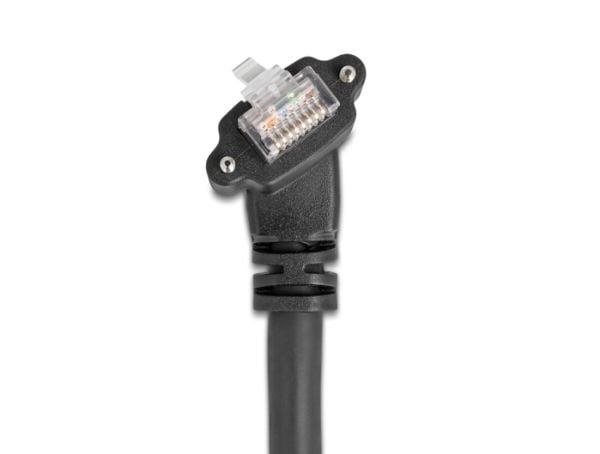 Delock - Nettverkskabel - RJ-45 (hann) til RJ-45 (hann) angled, rotating, screwable - 3 m - 7 mm - S/FTP - CAT 6 - støtte for Gigabit Ethernet, 20 ...