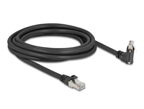 Delock - Nettverkskabel - RJ-45 (hann) til RJ-45 (hann) angled, rotating, screwable - 3 m - 7 mm - S/FTP - CAT 6 - støtte for Gigabit Ethernet, 20 ...