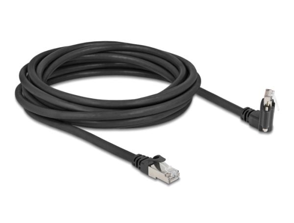 Delock - Nettverkskabel - RJ-45 (hann) til RJ-45 (hann) angled, rotating, screwable - 5 m - 7 mm - S/FTP - CAT 6 - støtte for Gigabit Ethernet, 20 ...