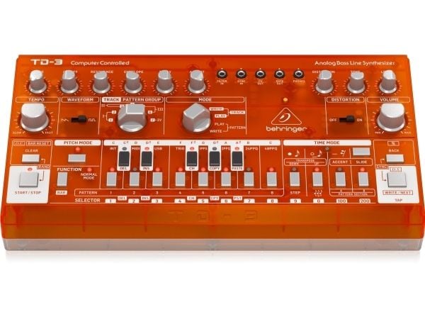 Behringer TD-3-TG Bass line synthesizer, gjennomsiktig oransje
