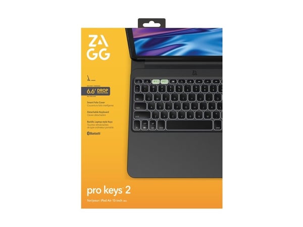 ZAGG Pro Keys 2 - Tastatur og folioveske (foliodekke) - bakgrunnsbelyst - trådløs - Bluetooth - QWERTY - Nordisk - for Apple 13-inch iPad Air (M2, M3)