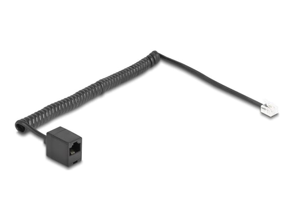 Delock - Telefonkabel - RJ-11 (hann) til RJ-45 (hunn) - 2 m - 4.8 mm - rullet sammen, gullbelagte kontakter - svart