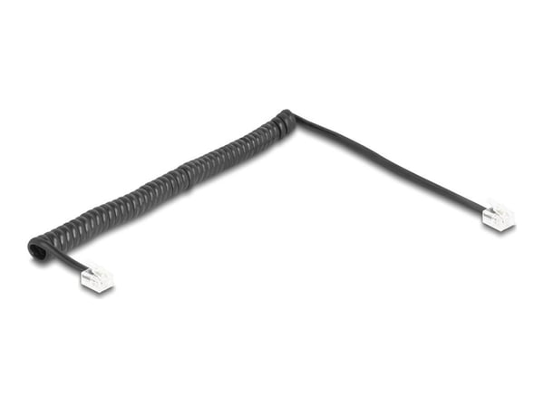 Delock - Telefonkabel - RJ-11 (hann) til RJ-11 (hann) - 2 m - 4.8 mm - rullet sammen, gullbelagte kontakter - svart