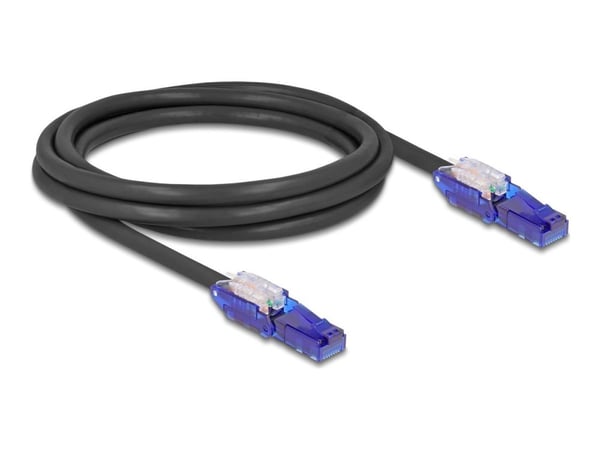 Delock - Nettverkskabel - RJ-45 (hann) vinklet til RJ-45 (hann) vinklet - 2 m - 6 mm - UTP - CAT 6 - halogenfri - svart