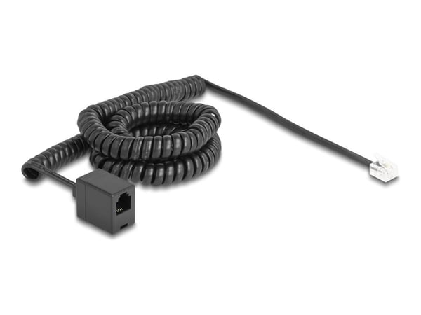 Delock - Telefonforlengelseskabel - RJ-11 (hann) til RJ-11 (hunn) - 5 m - rullet sammen - svart