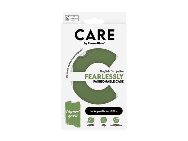 PanzerGlass CARE™ by ® Case Green w. MagSafe iPhone 16 Plus, Suojus, Apple, Apple - iPhone 16 Plus, Vihreä