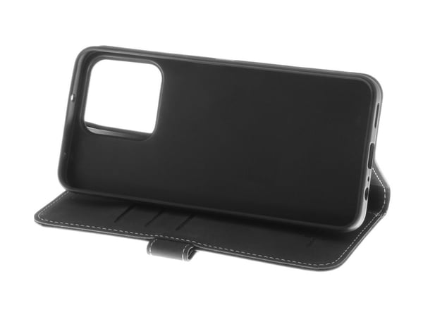 Insmat - Flipdeksel til mobiltelefon - ekte skinn, papp+papir+aluminiumsfolie, polykarbonat (PC), bomullssøm - svart - til Honor 200 Smart