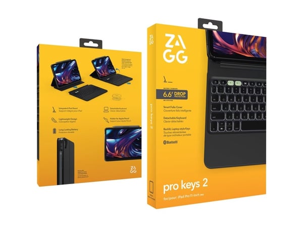 ZAGG Pro Keys 2 - Tastatur og folioveske (foliodekke) - bakgrunnsbelyst - trådløs - Bluetooth - QWERTY - Nordisk - for Apple 11-inch iPad Pro Wi-Fi...