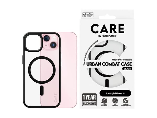 CARE by PanzerGlass Urban Combat - Baksidedeksel for mobiltelefon - MagSafe-samsvar - termoplast-polyuretan (TPU), polykarbonat (PC) - gjennomsikti...
