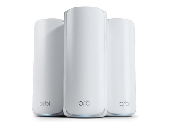 NETGEAR Orbi 770 Series RBE773 - Wifi-system - (router, 2 förstärkare) - upp till 6750 kvadratfot - mesh 1GbE, Wi-Fi 7 flera band