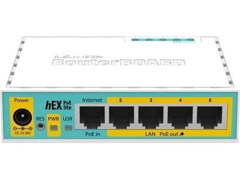 Mikrotik hEX PoE lite kablet ruter Fast Ethernet Hvit