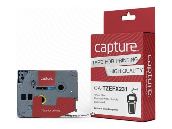 Capture CA-TZEFX231, Musta valkoisella, Nailon, Brother, P-Touch, 1,2 cm, 8 m