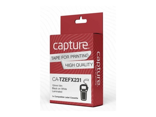 Capture CA-TZEFX231, Musta valkoisella, Nailon, Brother, P-Touch, 1,2 cm, 8 m