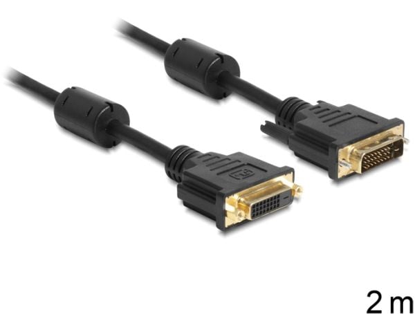 Delock - DVI-kabel - DVI-D (hunn) til DVI-D (hann) - 2 m - svart