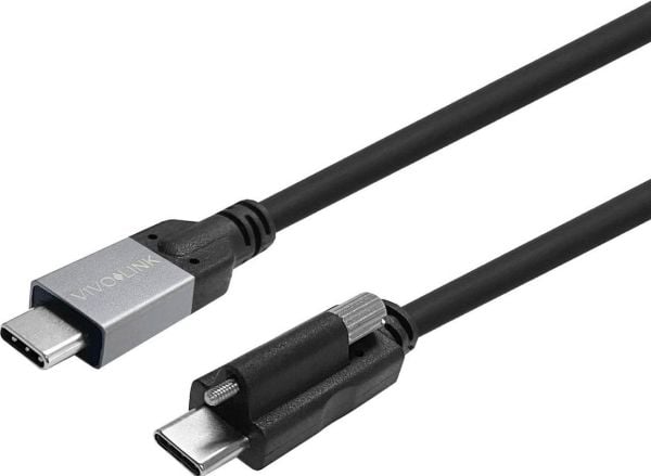 VivoLink USB-C - USB-C-kabel 1,5 m svart (USB-C Screw to USB-C Cable)