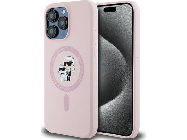 Karl Lagerfeld hårt silikonskal för iPhone 15 Pro Max 6,7" (rosa)