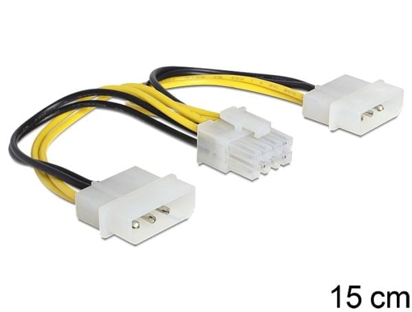 Delock - Strømkabel - 8-pins EPS12V (hunn) til 4-pin intern strøm (hann) - 15 cm