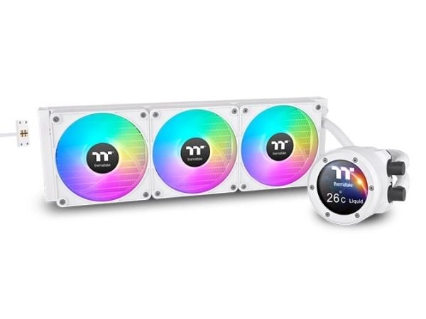Thermaltake TH360 V2 Ultra EX ARGB, Alt-i-ett væskekjøler, 12 cm, 500 RPM, 2000 RPM, Hvit