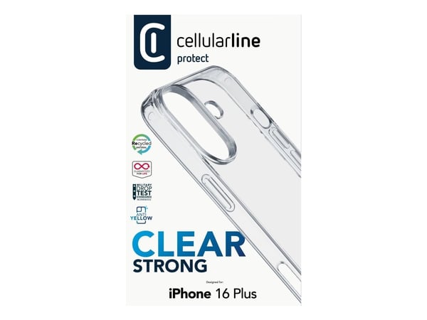 Cellularline 8018080482885, Suojus, Apple, iPhone 16 Plus, 17 cm (6.7"), Läpinäkyvä