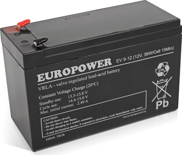 Europower Batteri 12V 9Ah AGM Europower EV9-12