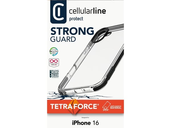 Cellularline 8018080482465, Suojus, Apple, iPhone 16, 15,5 cm (6.1"), musta