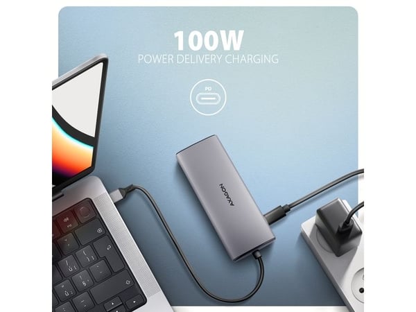 Axagon HMC-6G2L, Koblet med ledninger (ikke trådløs), USB 3.2 Gen 2 (3.1 Gen 2) Type-C, 100 W, 1.4/2.3, 10,100,1000 Mbit/s, IEEE 802.3ab, IEEE 802.3au