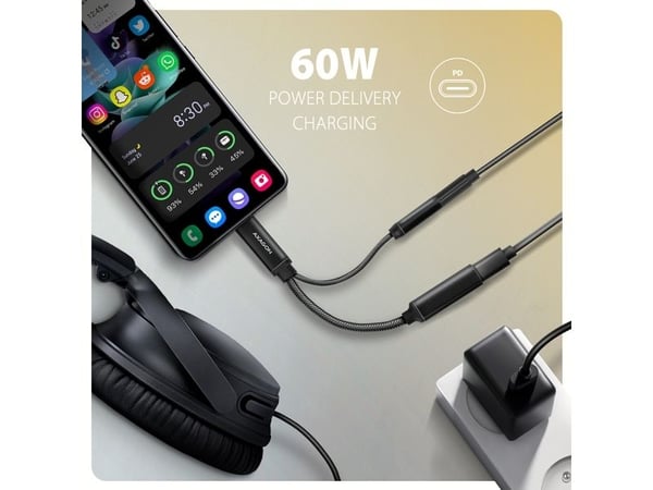 Axagon ADA-HCPD, USB-C, 3.5 mm, Hunkjønn, USB-C, Hankjønn, 0,1 m, Svart