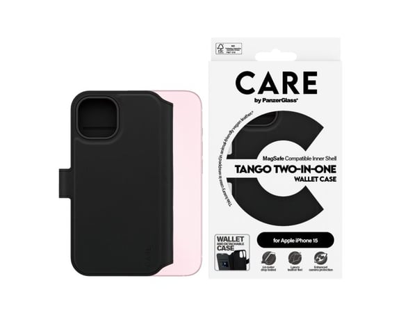 CARE by PanzerGlass Tango - Lommebok for mobiltelefon - 2-i-1 lommebok - MagSafe-samsvar - termoplast-polyuretan (TPU), polyuretan (PU) - for Apple...