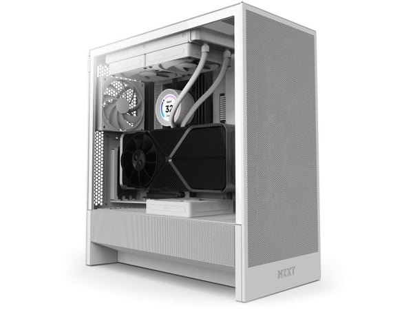 NZXT H series H5 Flow - Mid tower - utvidet ATX (E-ATX) - sidepanel med vindu (herdet glass) - ingen strømforsyning - hvit - USB/lyd