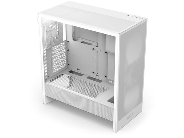 NZXT H series H5 Flow - Mid tower - utvidet ATX (E-ATX) - sidepanel med vindu (herdet glass) - ingen strømforsyning - hvit - USB/lyd