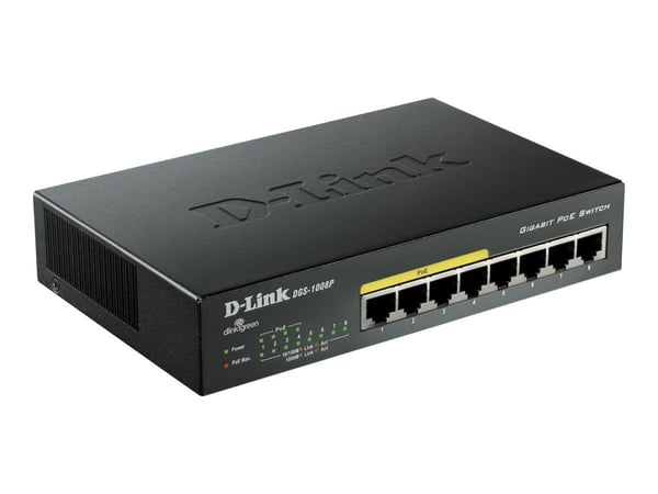 D-Link DGS 1008P - Switch - ikke-styrt - 4 x 10/100/1000 (PoE) + 4 x 10/100/1000 - stasjonær - PoE D-Link DGS 1008P - Switch - ikke-styrt - 4 x 10/100/1000 (PoE) + 4 x 10/100/1000 - stasjonær - PoE