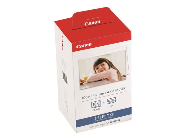 Canon KP-108IN - Farge (cyan, magenta, gul) - original - skrivebåndskassett og papirsett - for Canon SELPHY CP1000, CP1200, CP1300, CP530, CP780, C...