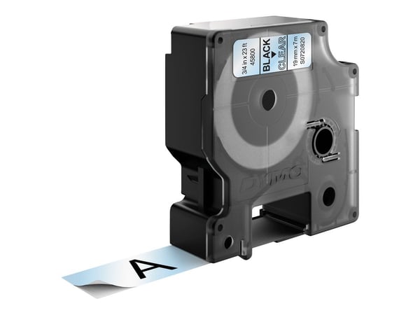 DYMO D1 - Selv-adhesiv - svart på transparent - Rull (1,9 cm x 7 m) 1 kassett(er) merketape - for LabelMANAGER 360, 400, 420, 450, 500, PC, PC2, Wi...