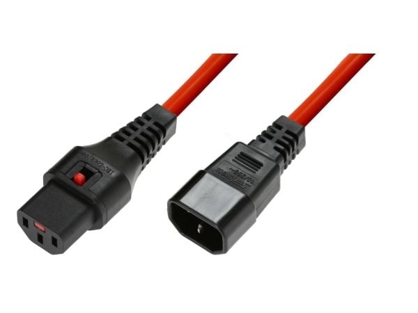Microconnect MC-C13C14LOCK-1M, 1 m, C13-liitin, C14-liitin, H05VV-F3G, 230 V, 10 A