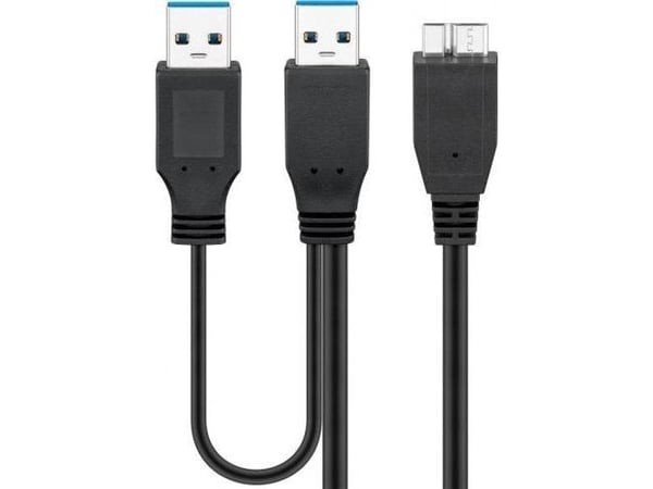 Goobay 95746, 0,3 m, USB A, Micro-USB B, USB 3.2 Gen 1 (3.1 Gen 1), Hankjønn/hankjønn, Sort