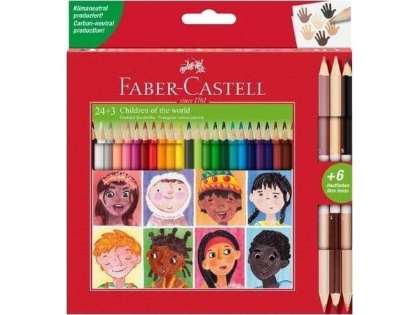 Faber-Castell trekantede fargeblyanter Children of the World 24+3 kol.