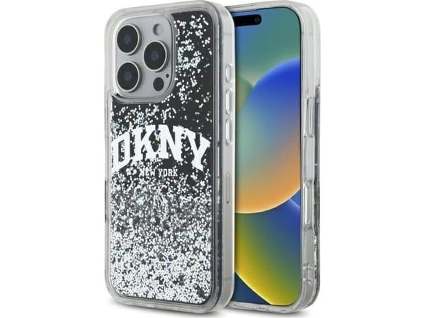 DKNY DKHCP16XLBNAEK Apple iPhone 16 Pro Max 6,9" telefondeksel svart farge hardcase Liquid Glitter Arch Logo
