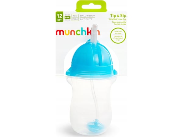 MUNCHKIN juoma-astia, jossa on olki ja paino, sininen, 12 kk+, 296ml, 01246101