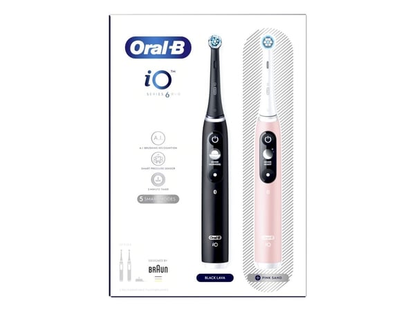 Oral-B iO Series 6 sähköhammasharja, kaksoispakkaus, musta/pinkki