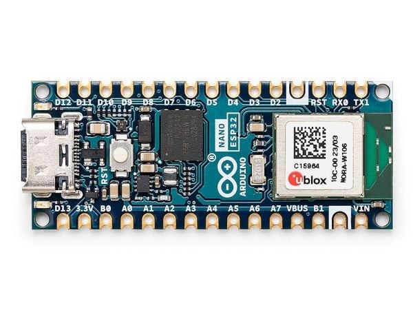 Arduino Nano ESP32, 240 MHz, u-blox NORA-W106, 128 MB, 512 KB, Arduino, Tietokonemoduuli