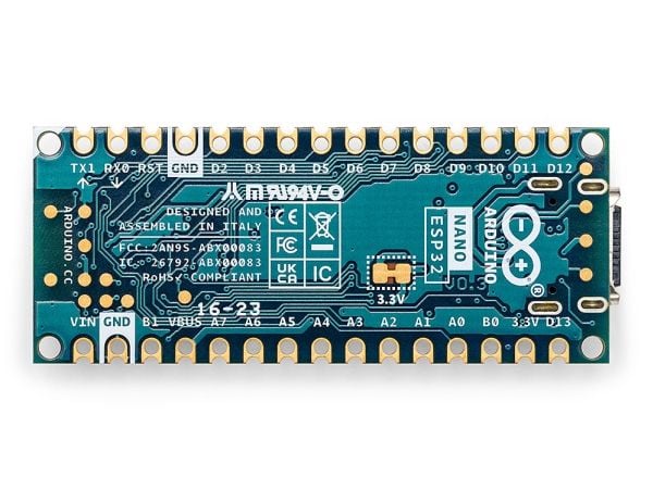 Arduino Nano ESP32, 240 MHz, u-blox NORA-W106, 128 MB, 512 KB, Arduino, Beräkningsmodul