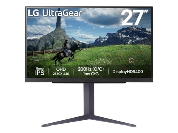 LG UltraGear 27GS85QX-B - LED-skjerm - gaming - 27" - 2560 x 1440 QHD @ 200 Hz - Nano IPS - 400 cd/m² - 1000:1 - DisplayHDR 400 - 1 ms - 2xHDMI, Di...