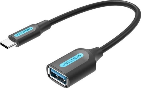 USB-C 3.1 uros USB-A naaras OTG-kaapeli Vention CCVBB 0,15 m, musta, PVC