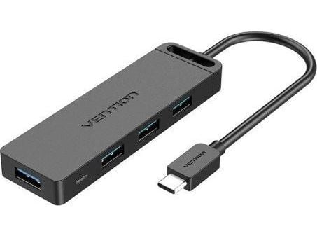 Vention USB 3.0-hub med 4 porter USB-C og USB 3.0 med strømadapter 0,15 m svart Vention USB 3.0-hub med 4 porter USB-C og USB 3.0 med strømadapter 0,15 m svart
