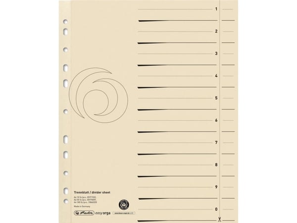 Herlitz A4 - Inndeler - brungul (en pakke 100)