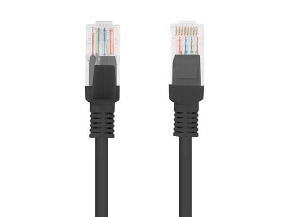 Lanberg - Koblingskabel - RJ-45 (hann) til RJ-45 (hann) - 4.8 mm - UTP - CAT 5/5e - formstøpt, uten hindringer, flertrådet - svart, RAL 9004