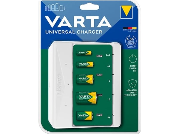 Varta Universal - 4,5 t batterilader - (for 4xAA/AAA/C/D, 1x9V) (USB-C)